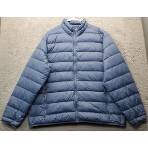 Eddie Bauer Jacket‎ Men's 2XL Blue Microlight III Down Packable Hooded Full Zip